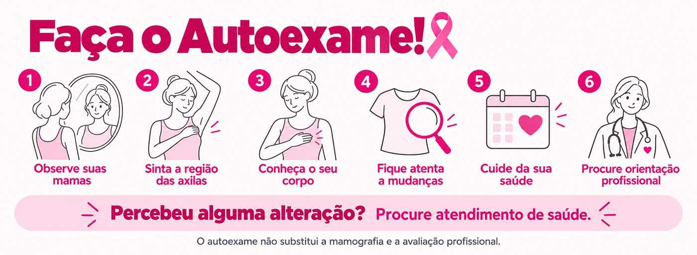 Como fazer o autoexame das mamas: passo a passo ilustrado do Outubro Rosa