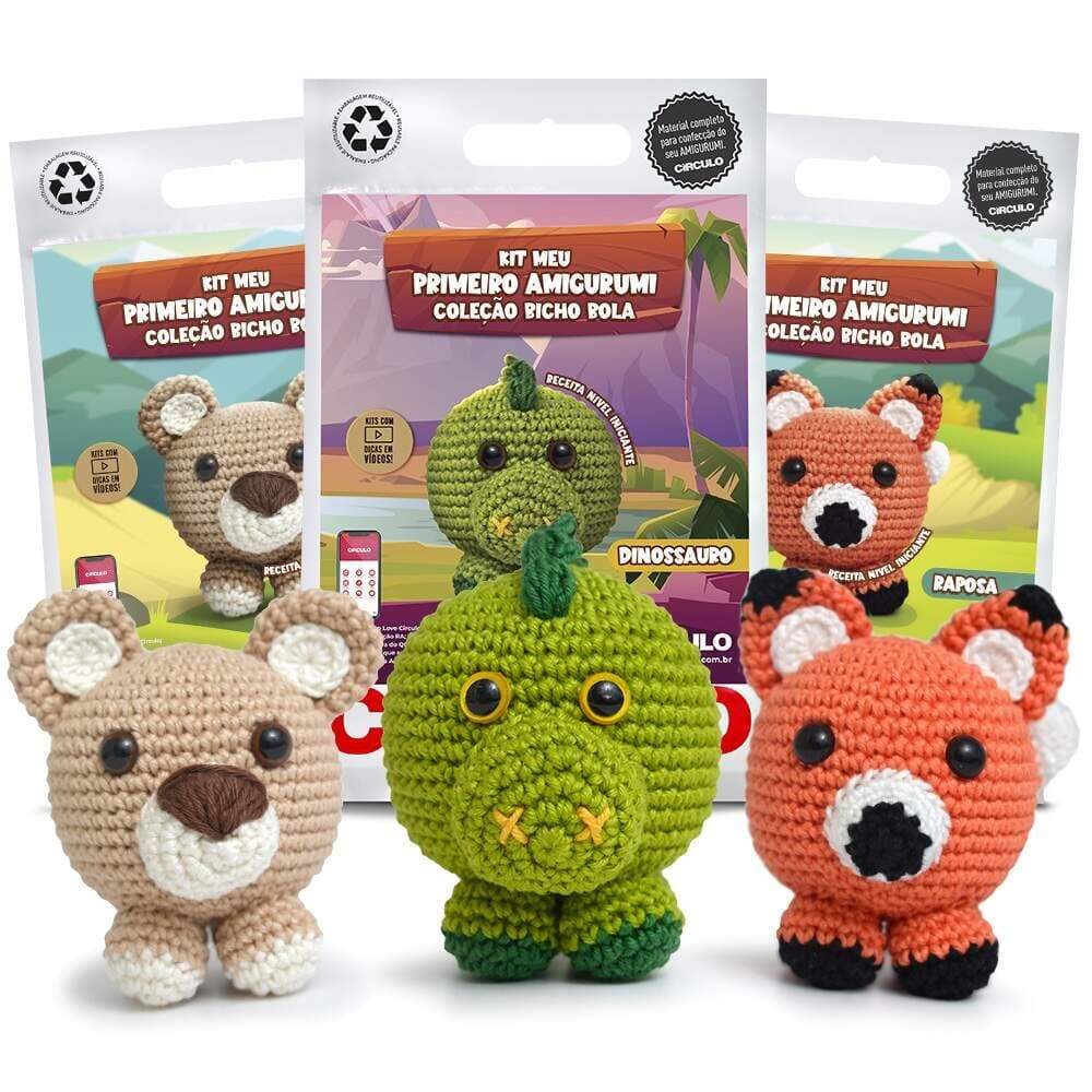 Kit Meu Primeiro Amigurumi - Coleção Bicho Bola Círculo