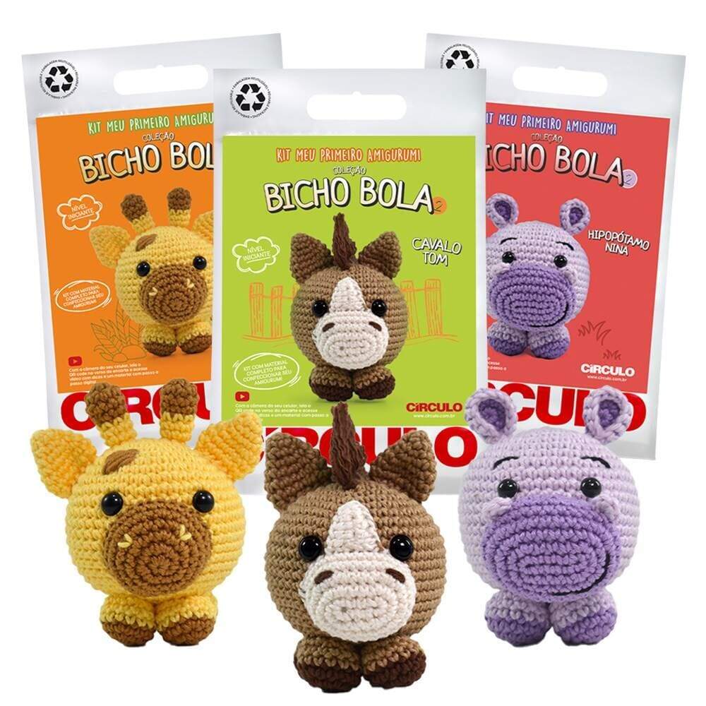 Kit Meu Primeiro Amigurumi - Coleção Bicho Bola 2 Círculo