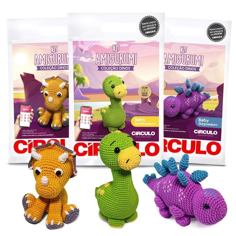 Kit Amigurumi - Coleção Dinos Círculo